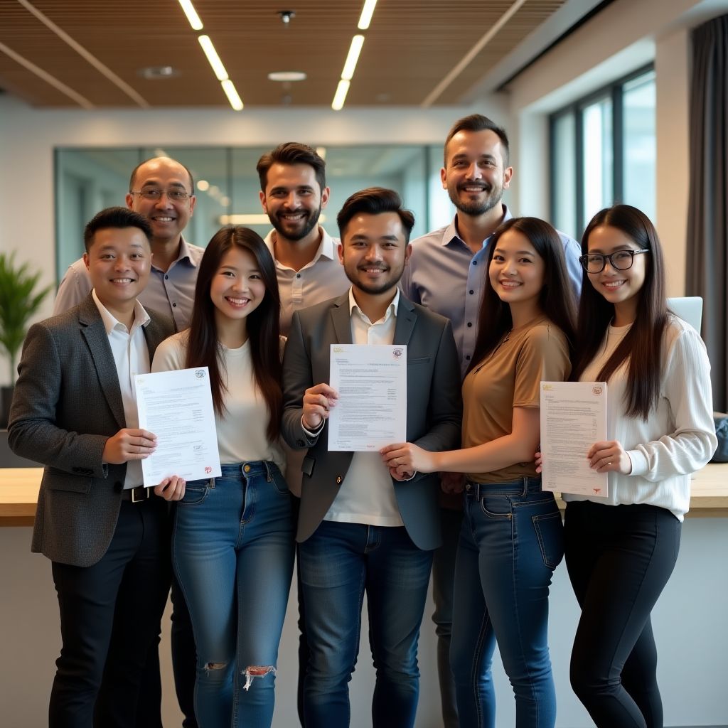 Usahawan Malaysia dengan wajah gembira setelah menerima pembiaya