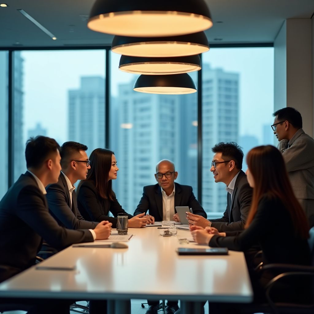 Tim profesional kewangan kami yang sawan membincangkan strategi pembiaya